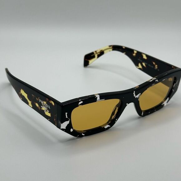 PRADA SUNGLASSES PRA01S 15O10C Havana Black Transparent/Yellow Unisex NEW - Picture 4 of 14